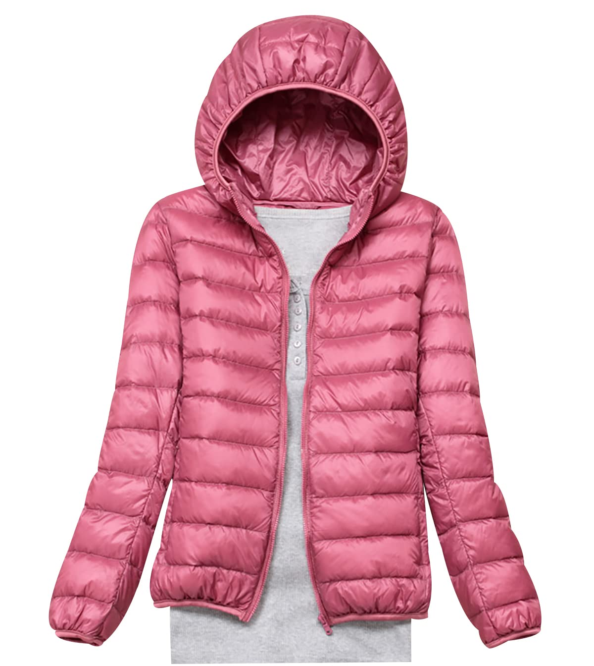 Piumino Leggero Donna Puffer Jacket Piumini Leggeri Donna Invernali Giacca Cappotto Giubbino Giacche Piumino Giubbotto Imbottito Oversize Primaverile Donna con Cappuccio Taglie Forti Donna Rosso 4XL