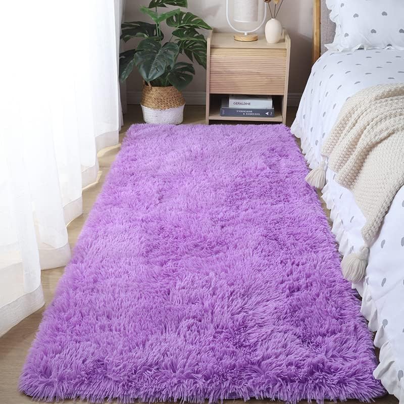 Tapis en peluche violet 140x200 cm pour chambre et salon