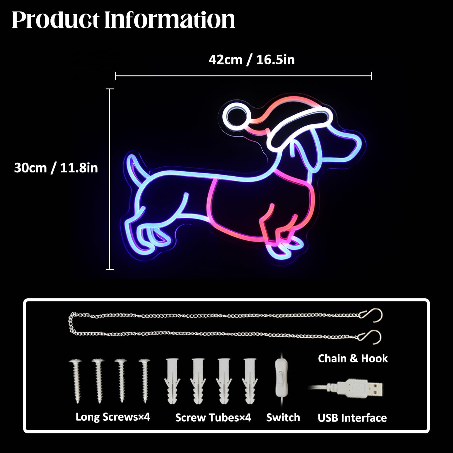 Dachshund Neon Sign Christmas Hat Neon LED Sign Weiner Dog Neon Lights for Bedroom Puppy LED Sign Animal Wall Art Cute Dog Neon Light Up Sign for Pet Shop Party Decor Christmas Gift - Image 4