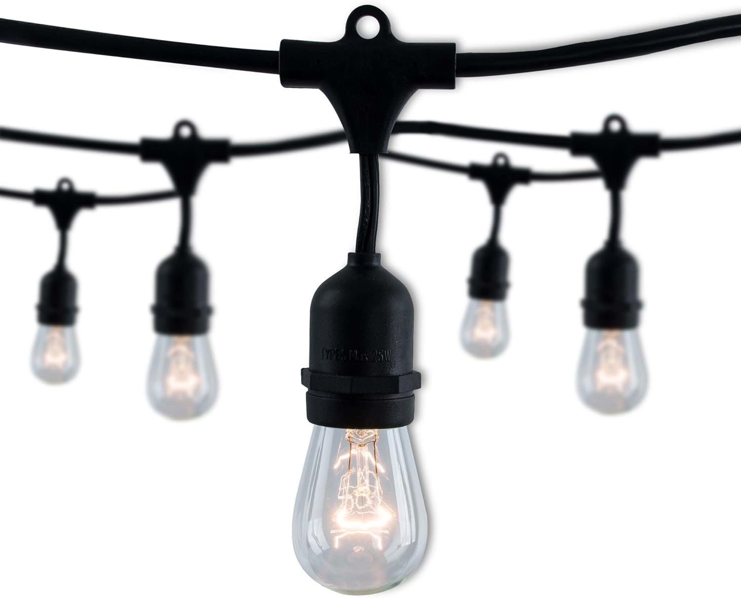 Bulbrite 14 ft, 10-Socket Decorative Kit with Clear Incandescent STRING10/E26/BLACK-S14KT Indoor and Outdoor String Lights, Foot, Black