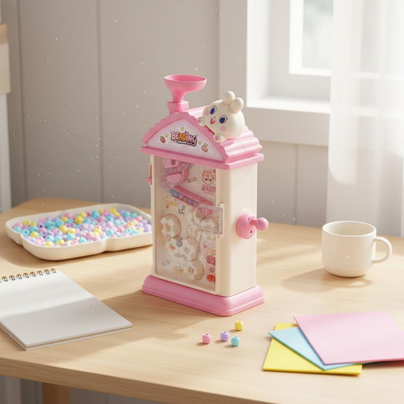 LeeQinersw Macchina per Perline per Bambini Giocattolo Manuale per Creare Braccialetti E Gioielli con Manovella Rotante per Ragazze E Ragazzi Adatta per Attività Creative E Regali