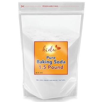 Kidu Baking Soda 1.5 Lbs For Cleaning, Aluminum Free Baking Soda Bulk, Sodium Bicarbonate Cat Litter Deodorizer, Pure Baking Soda Odor Absorber For Toilet Bowl, Washing Soda For Laundry, Fridge And Freezer, Flea Powder For Carpets - 1.5 Pound Bulk Resealable Bag