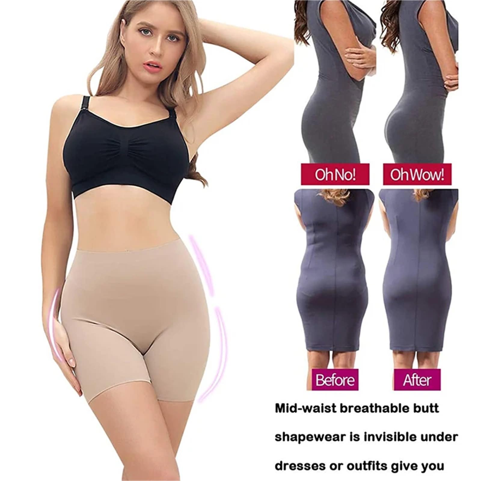 Pancera Contenitiva Mutandine modellanti più sottili for la coscia 3 pezzi for le donne Pantaloncini a vita alta for il controllo della pancia Cincher Cintura modellante for il corpo senza cuciture In
