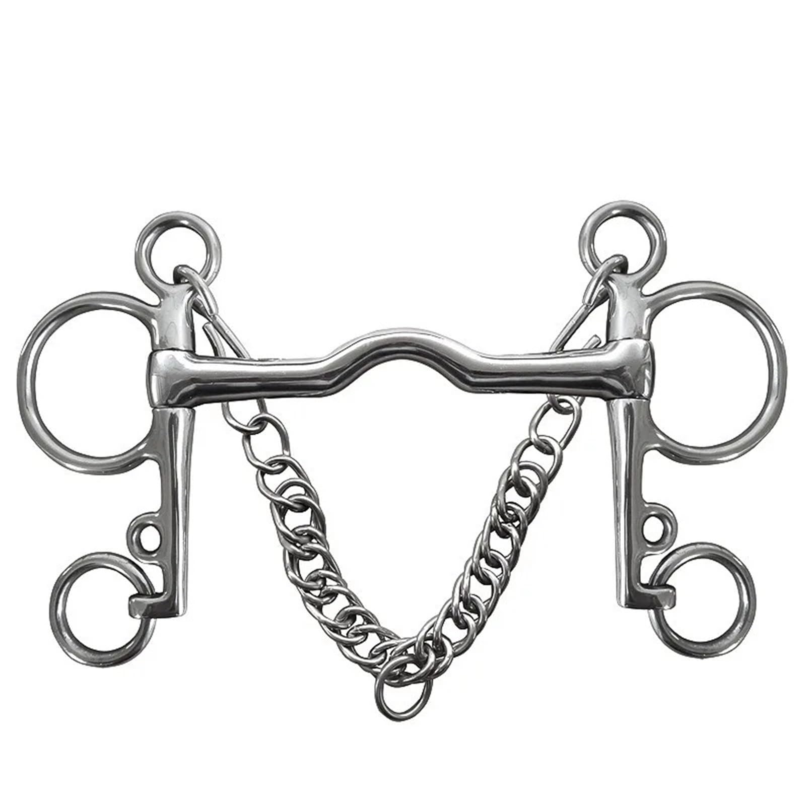 Caballo bit Broca for Caballo, Broca de Acero Inoxidable, Boca de Puerto bajo con Ganchos y Cadena de bordillo, Equipo for Montar a Caballo