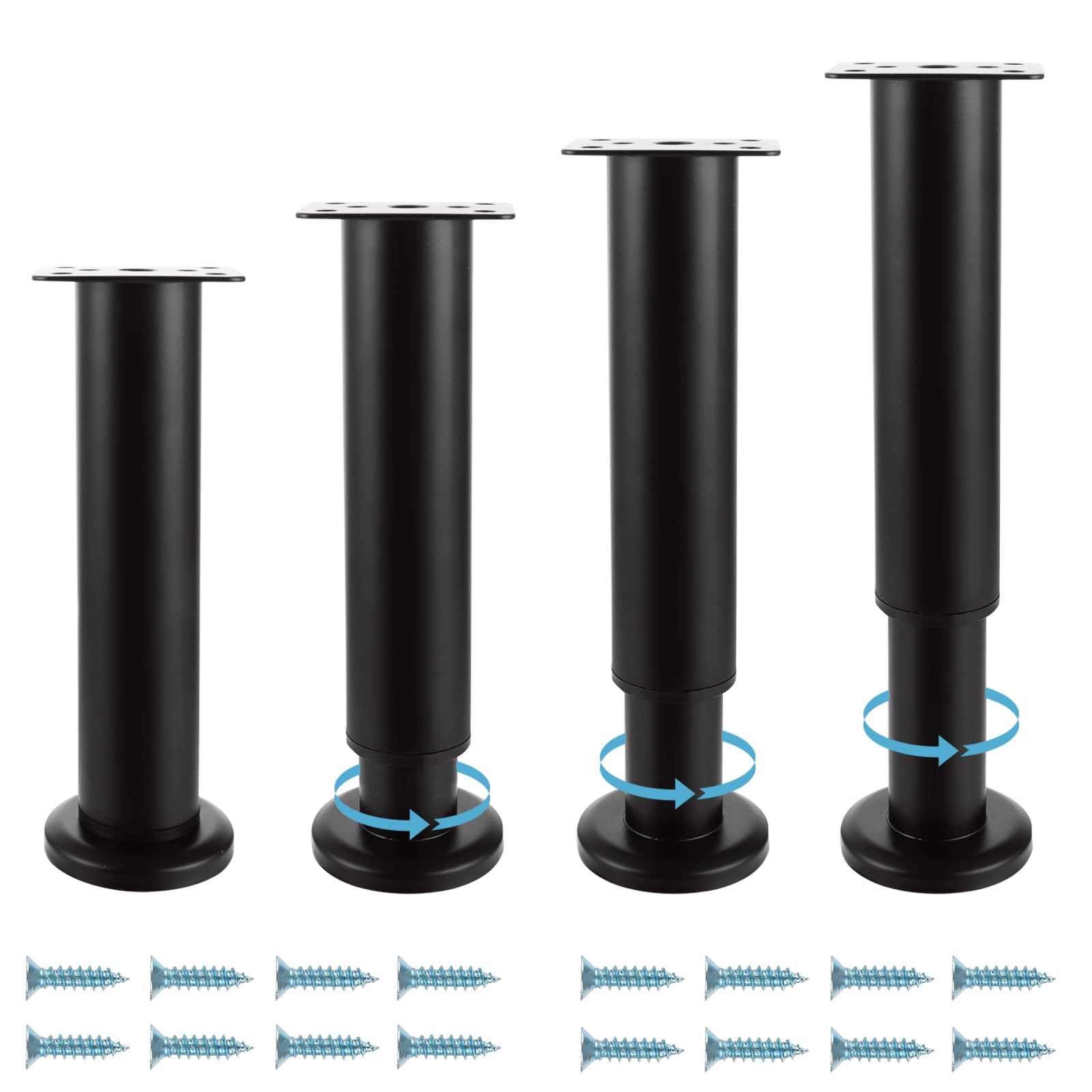 Patas mueble negras ajustables para transformar y elevar tus mesas y armarios de diseño