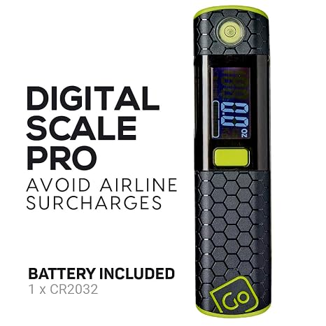 Go Travel Ultra Digital Luggage Scale, 50kg Capacity with Strap, Backlight | Weigh your bags before you fly to dodge excess baggage fees - with a built-in tape measure and spirit level. Ref 2004.101.