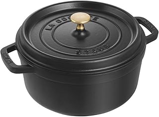 【最大30日間お試し対象】 staub ストウブ 「 ピコ ココット ラウンド ブラック 22cm 」 両手 ホーロー 鍋 IH対応 【シリアルナンバー付き日本正規販売品】 La Cocotte Round 40509-305