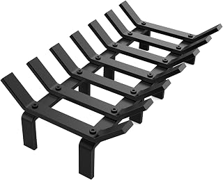 17" Fireplace Grates, Wood Stove Firewood Burning Rack, Heavy Duty Fire Grates, Matt Black Fireplace Rack, 7-Bars Fireplace Log Grate Holder, Easy Assemble