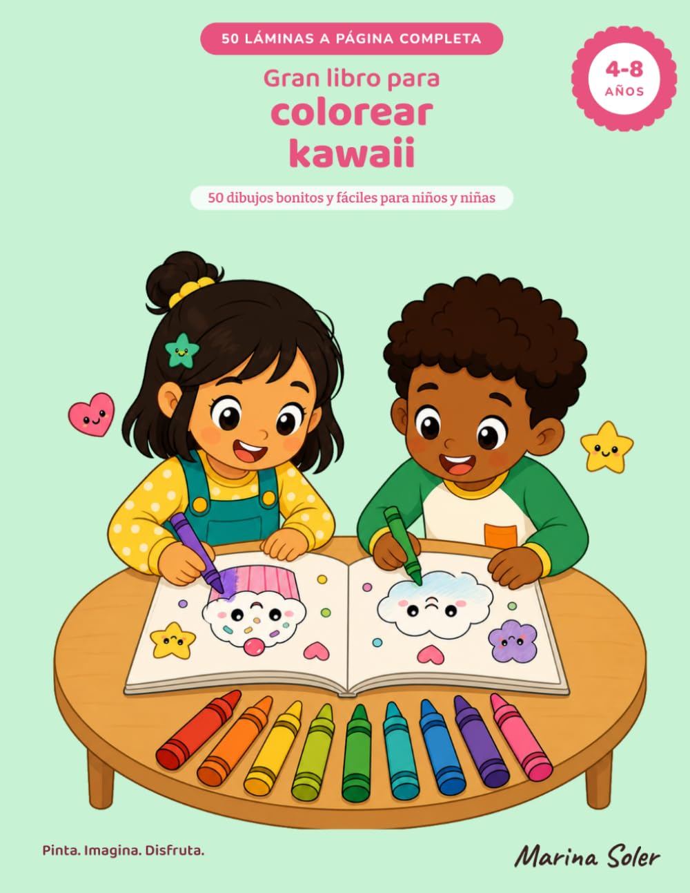 Gran libro para colorear kawaii: 50 dibujos bonitos y fáciles para niños y niñas (4-8 años) (Dibujo kawaii paso a paso)