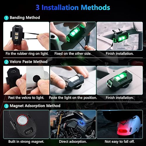 Miniatura 6 de PIFOOG Luces estroboscópicas LED de avión, carga USB, luz estroboscópica de avión, luz brillante y ligera, iluminación anticolisión con magnético