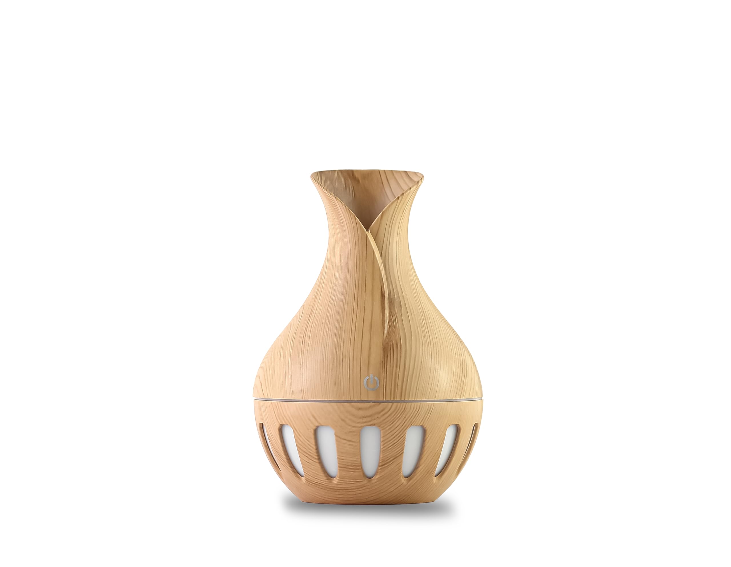 mobigon Wood Cool Mist Ultrasonic Humidifier with Aroma Diffuser and 7 Colorful Night Lights, 200ml (Light Brown)