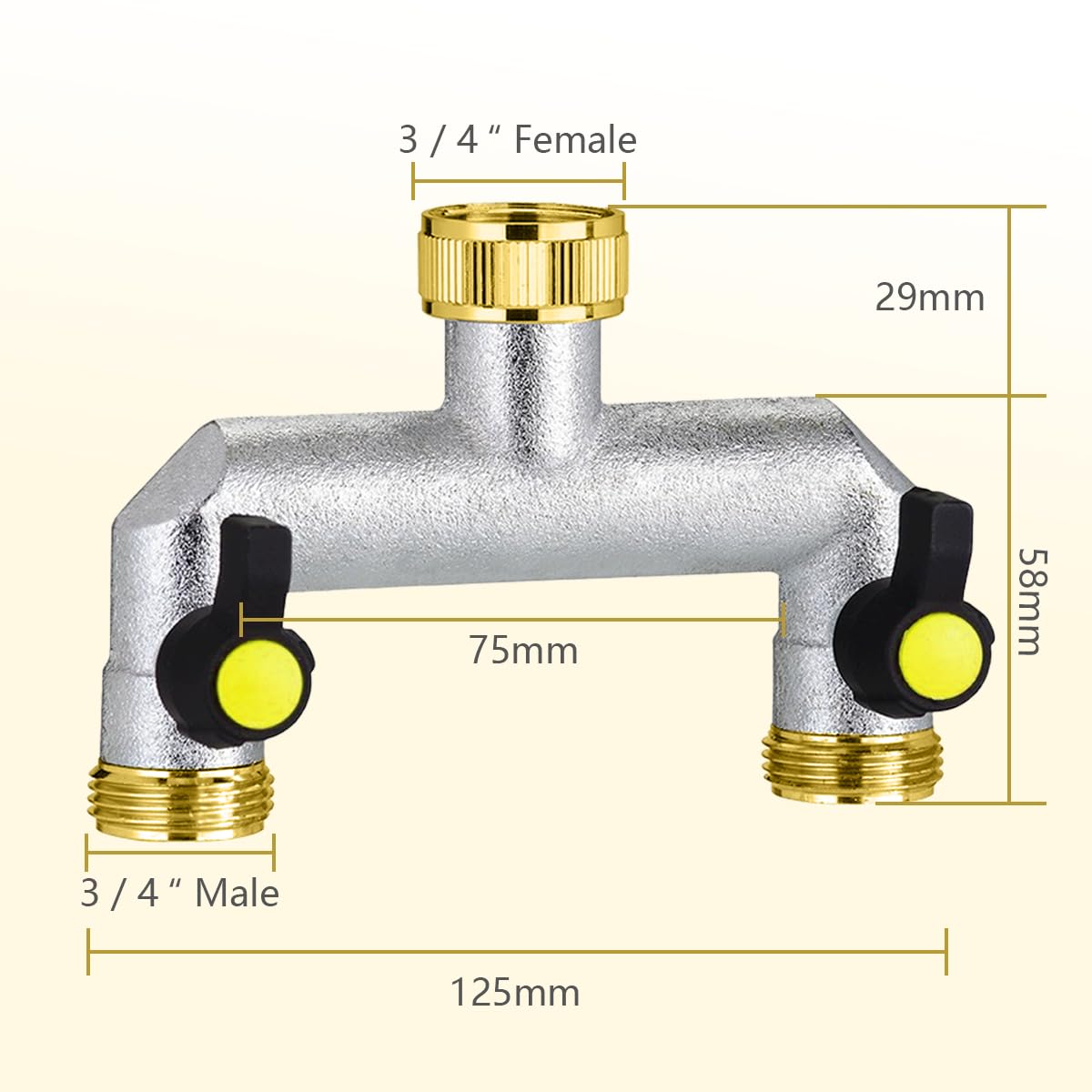 Brass Garden Hose Splitter 2 Way, 3/4 Garden Tap Splitter, Garden Tap ...