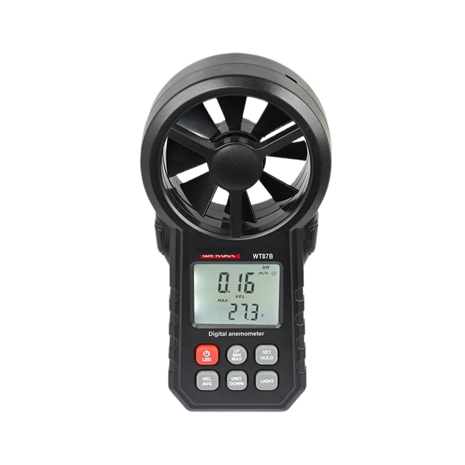 Anemómetro digital, medidor de velocidad del viento portátil WT87B for medir la velocidad del viento, la temperatura del flujo, los datos del volumen del aire frío