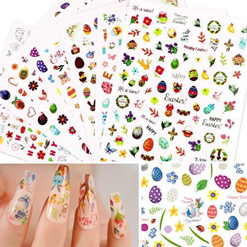 FLOFIA 8 Blatt Nagelsticker Ostern Selbstklebend Nagelaufkleber Ostern Nail Art Tipp Sticker Decals DIY Dekoration für… – Bild 6