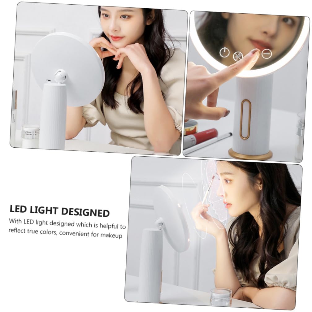 Espejo de Maquillaje LED Recargable 2000 Mah Blanco para Mujeres | Aumento, Luz LED y Reflejo Fiel, Abs y Vidrio, Diseño Simple para Hogar, Halloween y Cumpleaños