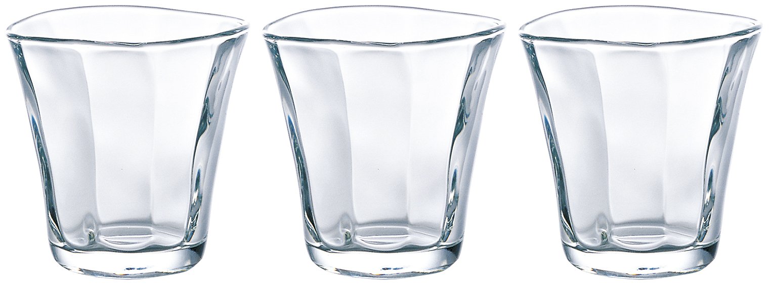Aderia Saw Free Cup 8.5oz Set of 3 Wide Soda Lime Glass Made in Japan