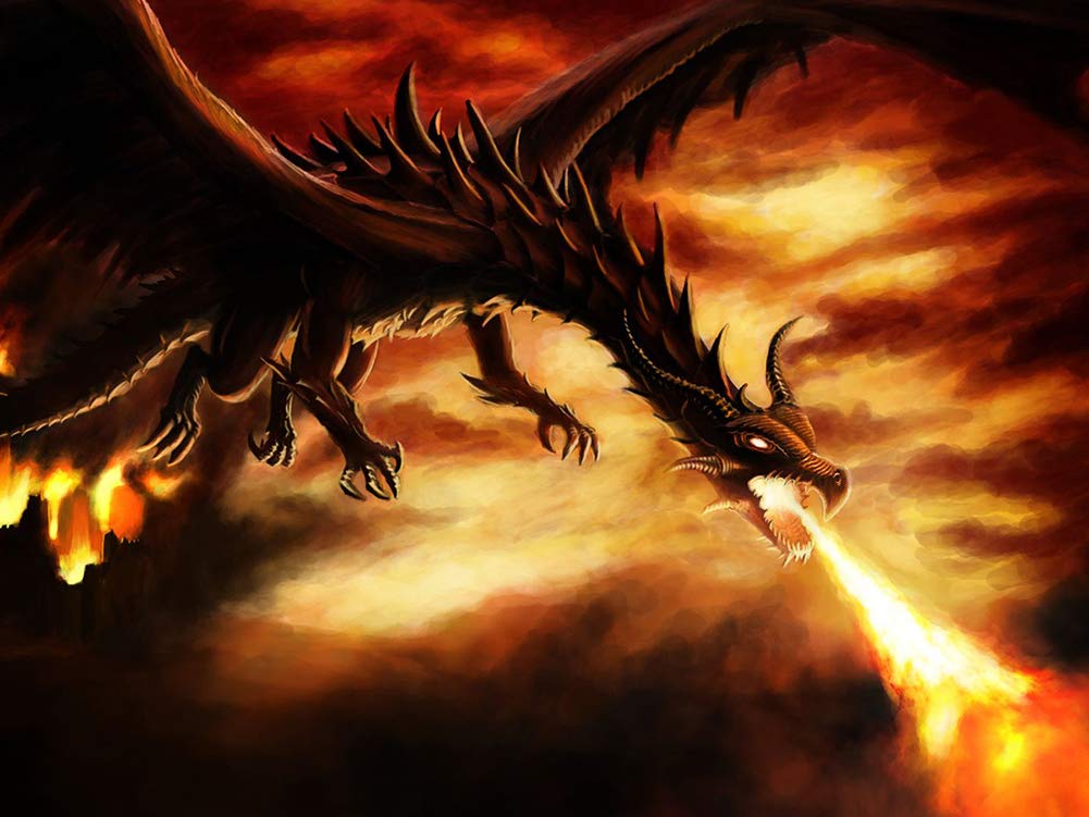 ABEUTY 5D Diamond Painting DIY Full Drill Rhinestones, Flying Dragon Animal in The Sky, Paint with Diamonds Crystal Diamond Art Kits (Flying Dragon)