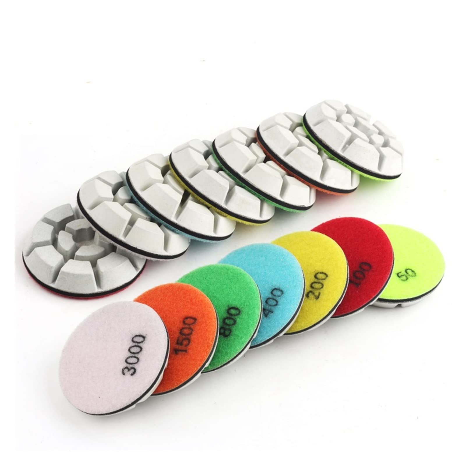 CAREG 9 Piezas/Juego 4quot;Almohadillas de Pulido de Suelo de Diamante, Pulido de Suelo Blanco, Apto for pulidor, Piedra, Herramienta abrasiva de hormigón Durable (Color : 200, Siz