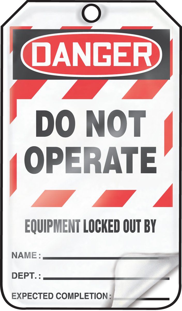 Accuform Lockout Tags, Pack of 25, Danger Equipment Locked Out, US Made OSHA Compliant Tags, Weather-Proof & Chemical Resistant Laminated PF-Cardstock, 5.75"x 3.25", MLT410LTP