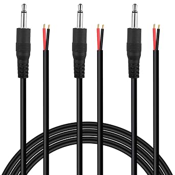SIOCEN 3 Pack 6 ft Replacement 3.5mm Male Plug to Bare Wire Open End TS 2 Pole Mono 1/8" 3.5mm Plug Jack Connector Audio Cable Repair