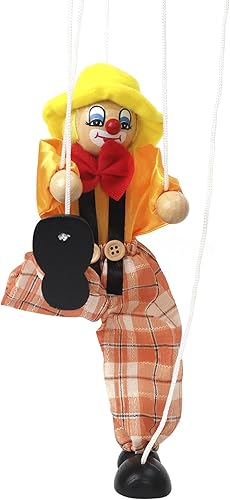 Miniatura 2 de Marioneta de mano, payaso de madera, juguetes de marioneta, cuerdas de tirar, muñeca de marioneta, manos y pies móviles, regalo de Navidad para
