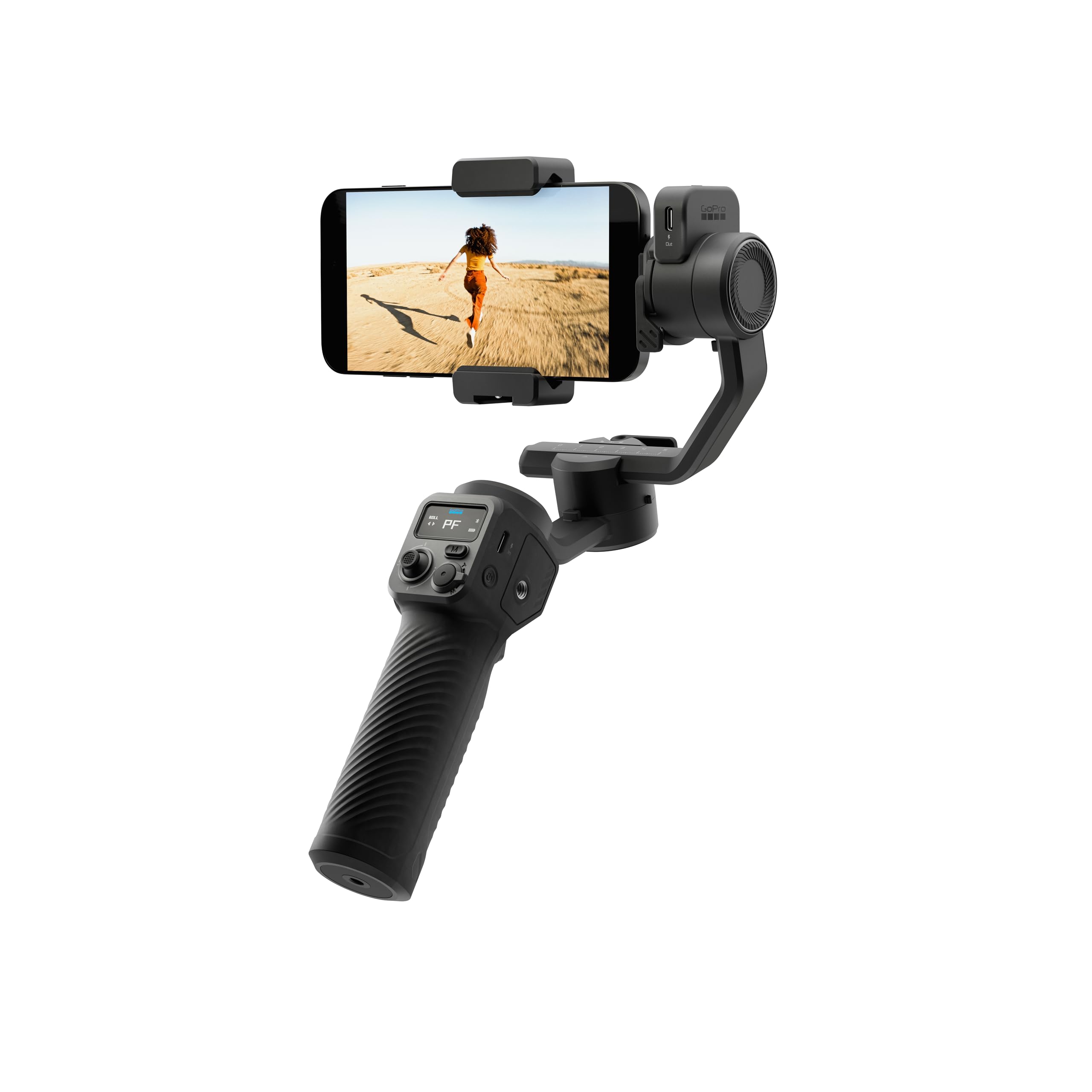 GoPro Fluid Pro AI - Stabilizzatore cardanico a 3 assi per videocamere GoPro e smartphone, tracciamento del soggetto, illuminazione, controllo wireless della videocamera, vlogging, rotazione a 360°
