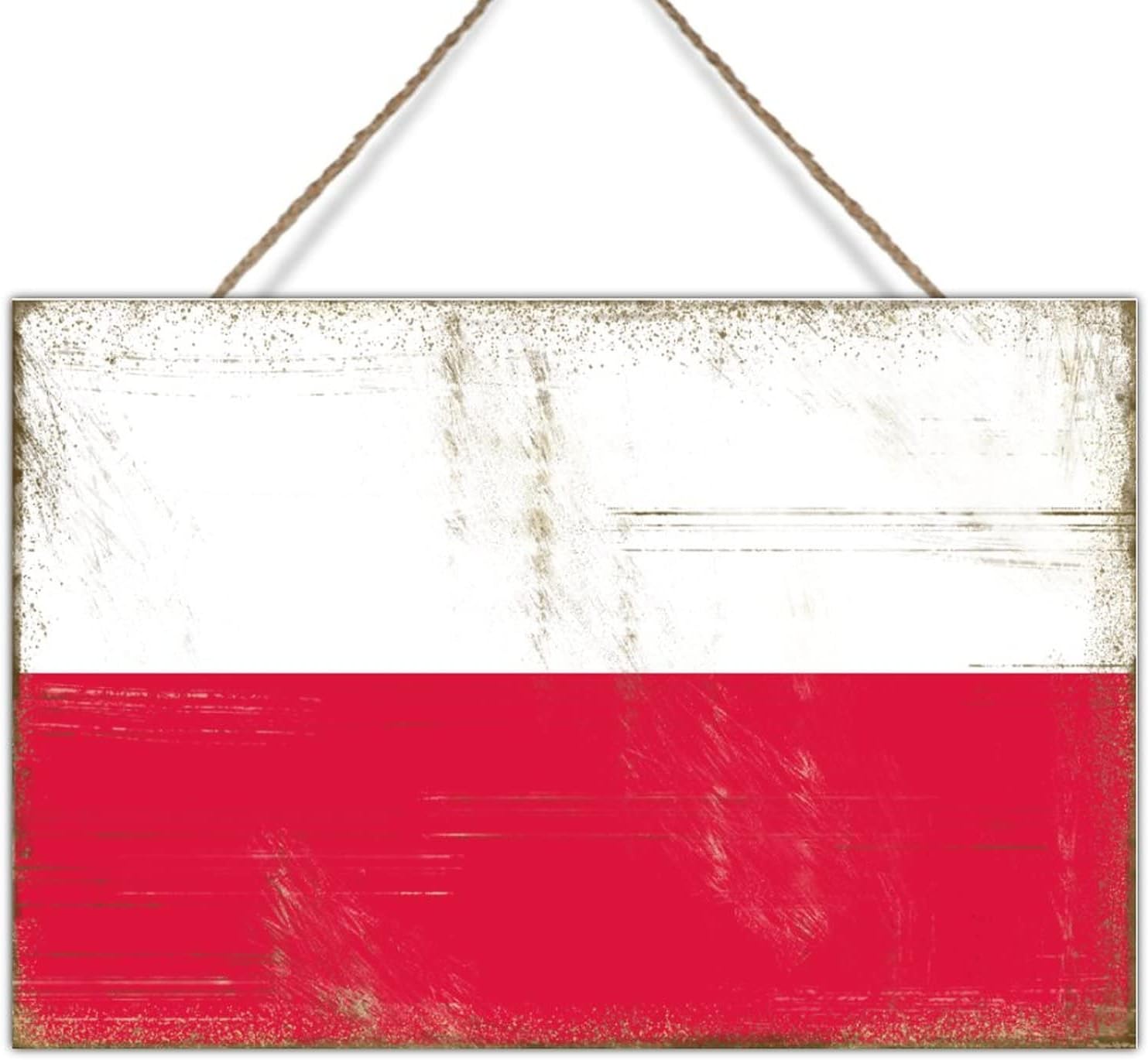 Poland Wooden Sign Plaque Poland Flag Sign Plaque Rustic National Flag Hanging Wood Plaque Wall Sign for Living Room Kitchen Bedroom 8x12in Poland National Flag Wall Sign Housewarming Gift