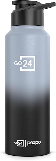 Go24 pexpo Water Bottle 750ml Stainless Steel Sports/Fridge Bottle with Sipper Cap | 1-Year Warranty | Single Wall | For H...