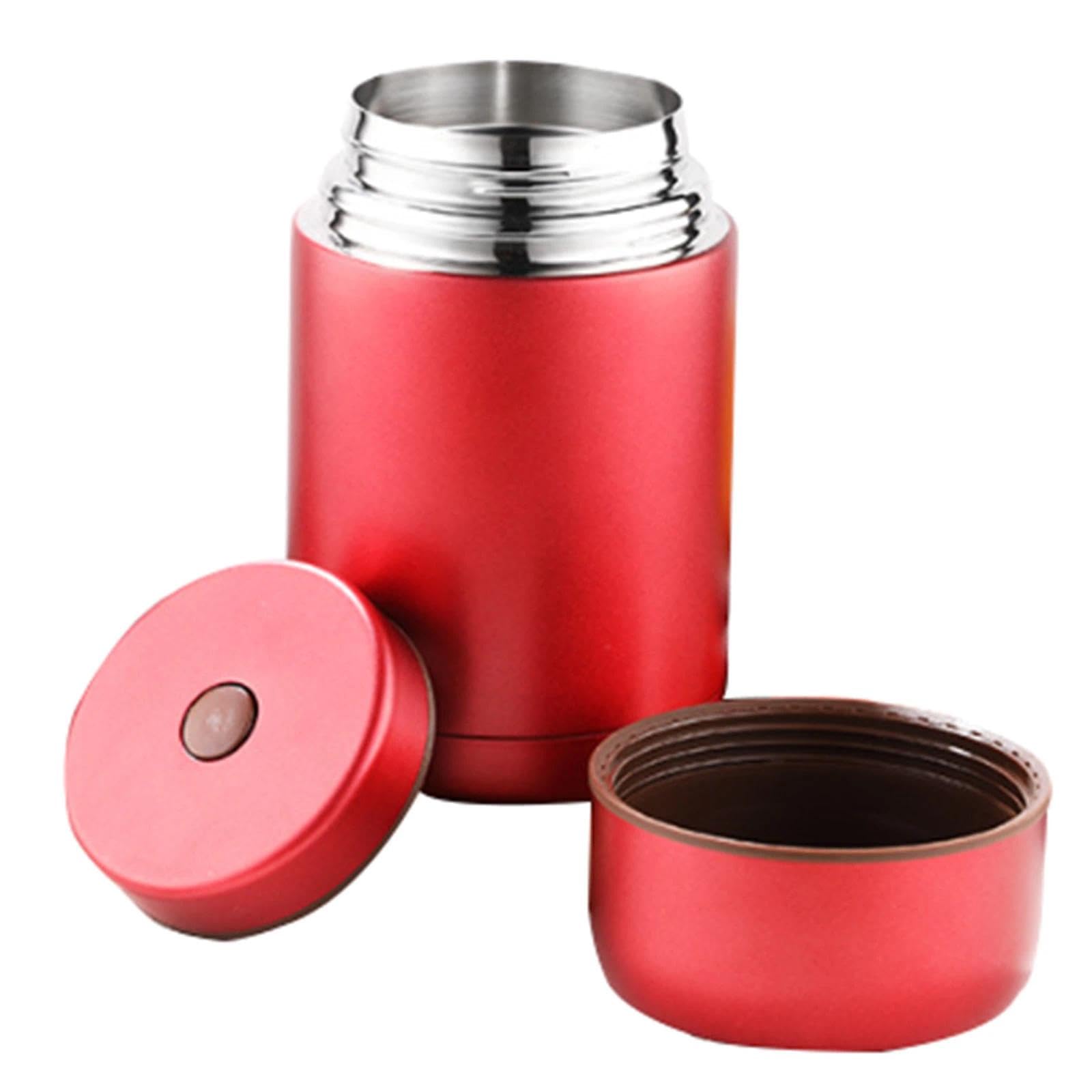 Thermobehälter Essen aus Edelstahl mit Besteck & Thermotasche(Rot,1000ML)