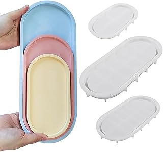 Wehous 3PCS Oval Tray Silicone Molds, Different Size Tray Resin Concrete Mold Large Rolling Tray Molds Storage Molds for Epoxy Resin Casting Container Candle Jewelry Holder Plates Mold Craft Decor