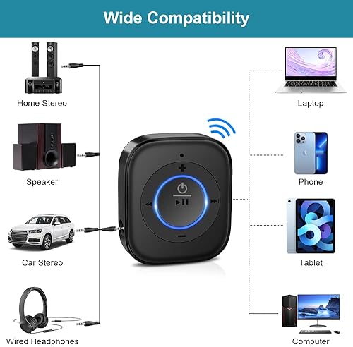 Miniatura 5 de Golvery Receptor Bluetooth para altavoz antiguo con Bluetooth V5.4, batería de 20 horas, llamadas manos libres, conexión dual a 2 teléfonos