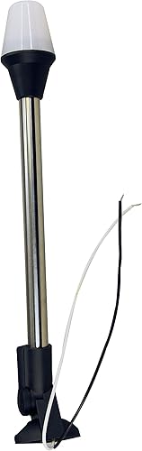 Pactrade Marine Luces de navegación para barco de todo tipo - Luz de popa blanca incandescente de 16 pulgadas (montaje en superficie, base plegable)