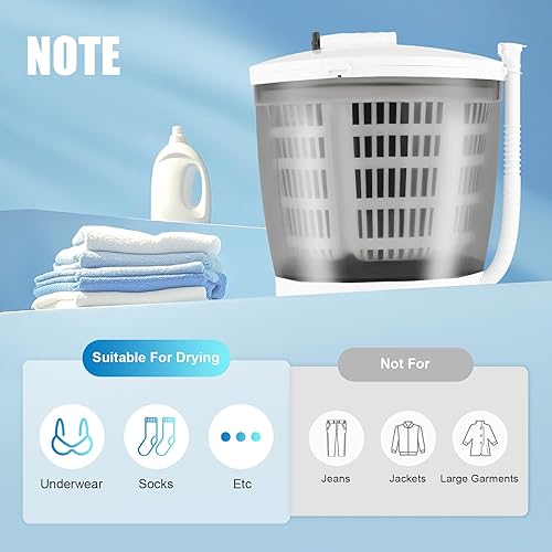 Miniatura 8 de Lavadora manual 2 en 1, mini lavadora portátil multifuncional, secadora giratoria de ropa para camping, viajes, interiores o exteriores