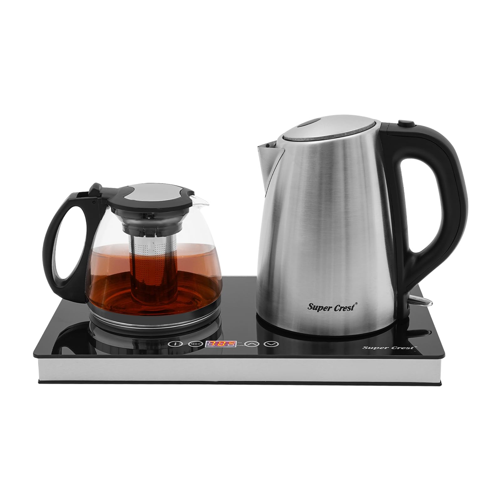 Double bouilloire 1500 W, 2 bouilloires en verre en acier