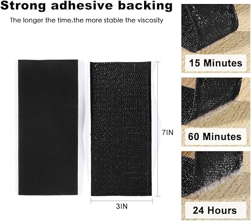 Miniatura 3 de KEEUH Tiras adhesivas de pared con cinta de gancho y bucle, 12 juegos de 2 x 6 pulgadas, tiras resistentes, cierre adhesivo de doble cara, color