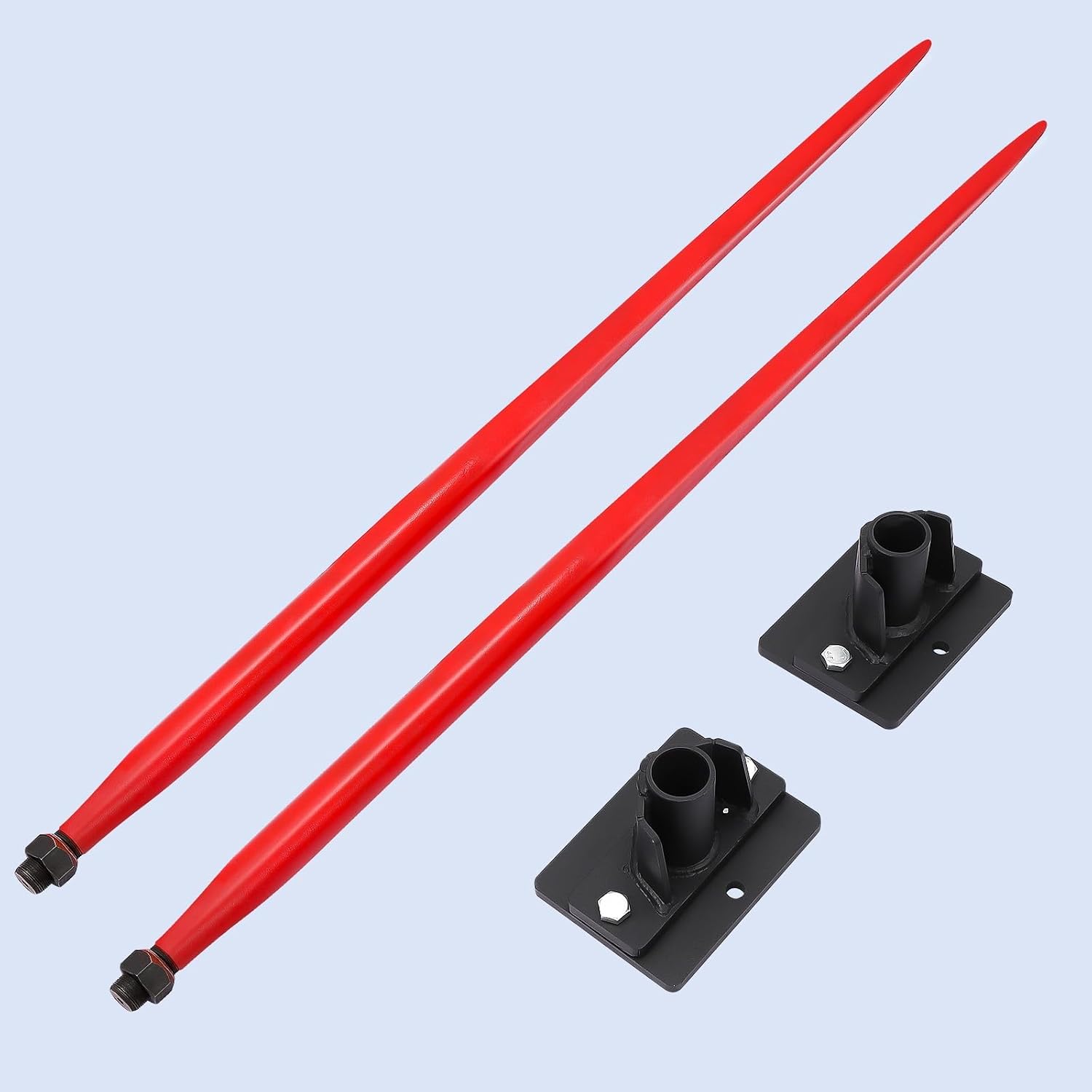 49" Heavy Duty Hay Spear,4500Lbs Capacity,Quick Attach Bale Spike with Hex Nut & Sleeve,for Buckets Tractors Loaders