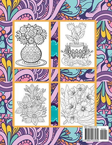 Large Print Coloring Book Easy Flower Patterns: An Adult Coloring Book with Bouquets, Wreaths, Swirl