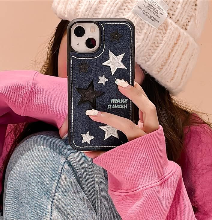 Miniatura 5 de Funda estética para teléfono Y2K Anime para mujer, compatible con iPhone 14 Pro Max, funda de mezclilla (D,iPhone 14)