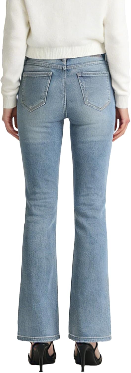 Straight Leg Jeans for Women Mid Rise Flare Bell Bottom Jeans Stretchy Floral Embroidery Bootcut Denim Pant Trendy - Image 3