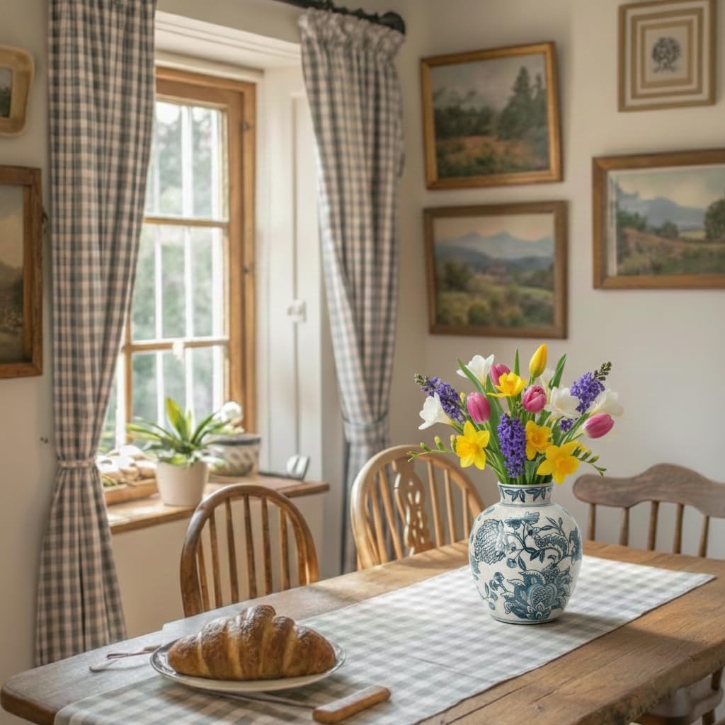 SIDUCAL Ceramic Chinoiserie Floral Vase | 6.3 Inch Blue and White Vintage | Retro Ice Cracked Blue and White Porcelain Vase for Table, Living Room, Bathroom Decoration, Shelf Decor, Mantel - Image 6