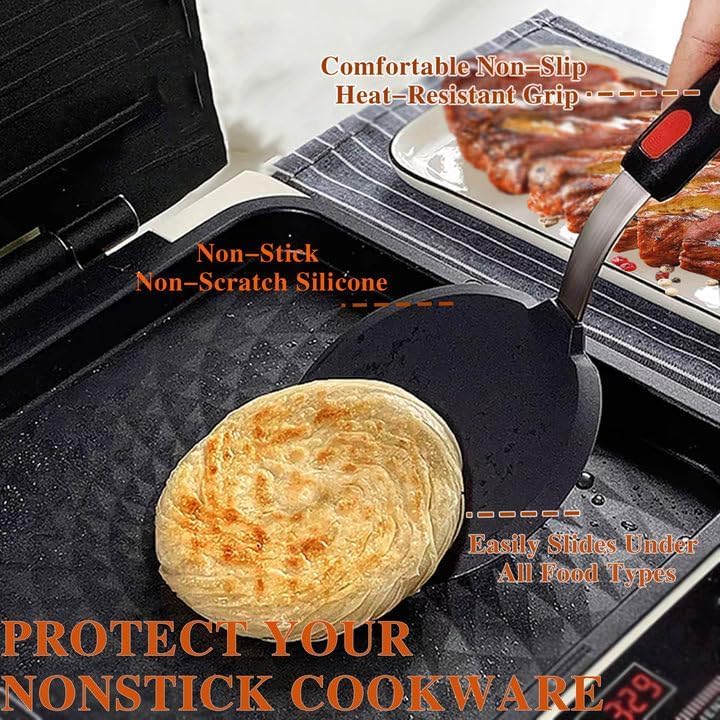 Image of Baskety Silicone Turner Spatula Set - 480F Heat-Resistant Flexible Rubber Silicone Spatulas - Silicone Cooking Utensil Set - Egg Turners, Pancake Flippers, Kitchen Spatulas ((O) Pack of 1)