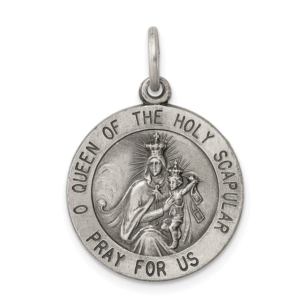 ExtelSterling Silver Queen of the Holy Scapular Medal Pendant Charm, Made in USA