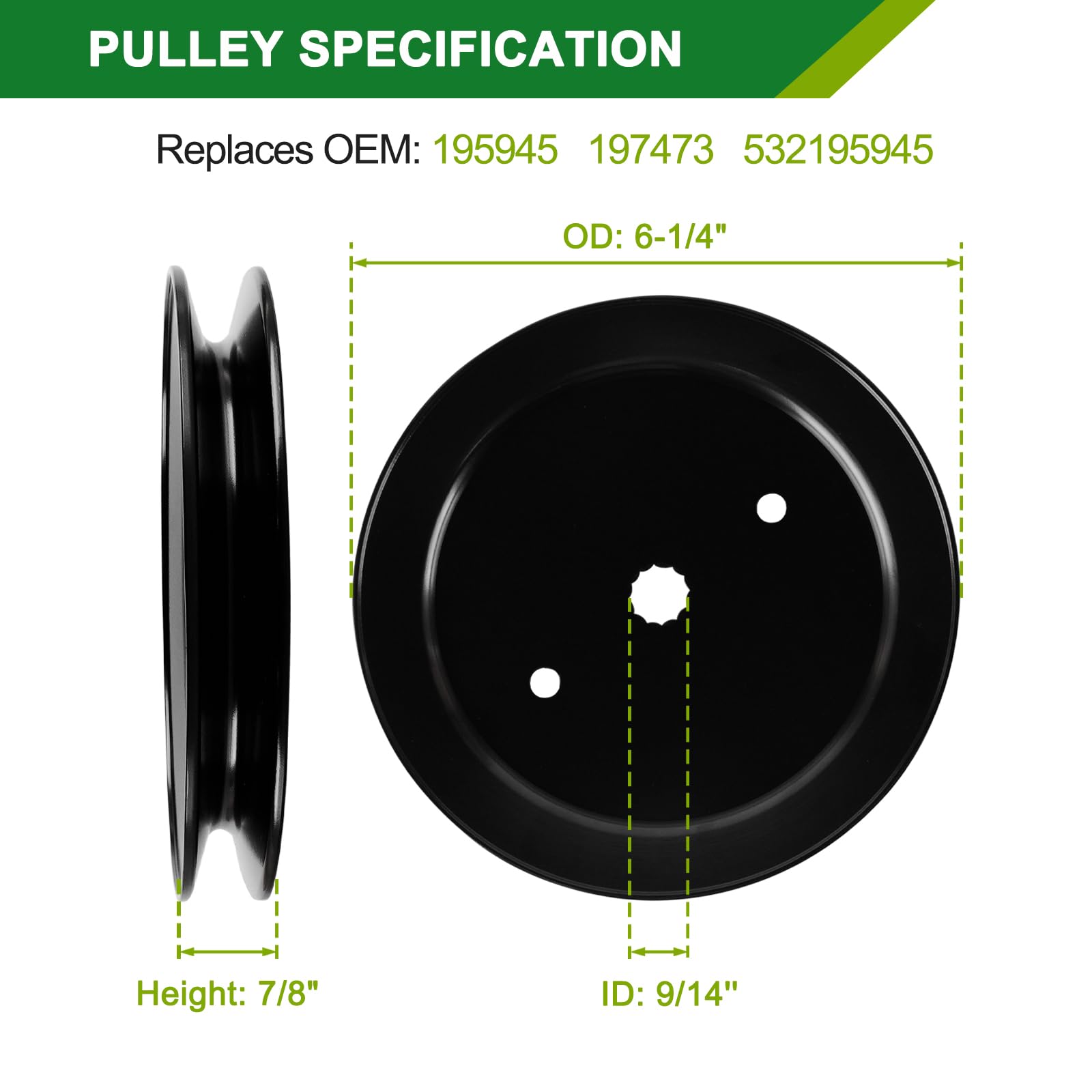 187292 192870 - Conjunto De Husillo Con Polea 195945 Repuesto Para AYP Crafts Man 532187292 587819701 532187281 567253301 587125401 Montaje Mandril H Usqvarna 06.7 (reino