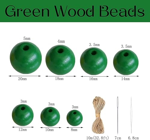 Miniatura 10 de 100 cuentas de madera negra con agujero de 0.197 pulgadas, cuentas redondas sueltas pulidas, cuentas espaciadoras a granel con cordel de yute de