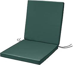 Waterproof Low Back Chair Cushion With Ties 100x45x4cm | Indoors/Outdoors Patio Seat Pad Cushion For Garden Chairs, Loungers, Recliner, Relaxer | Water-Resistant Material |Dark Green