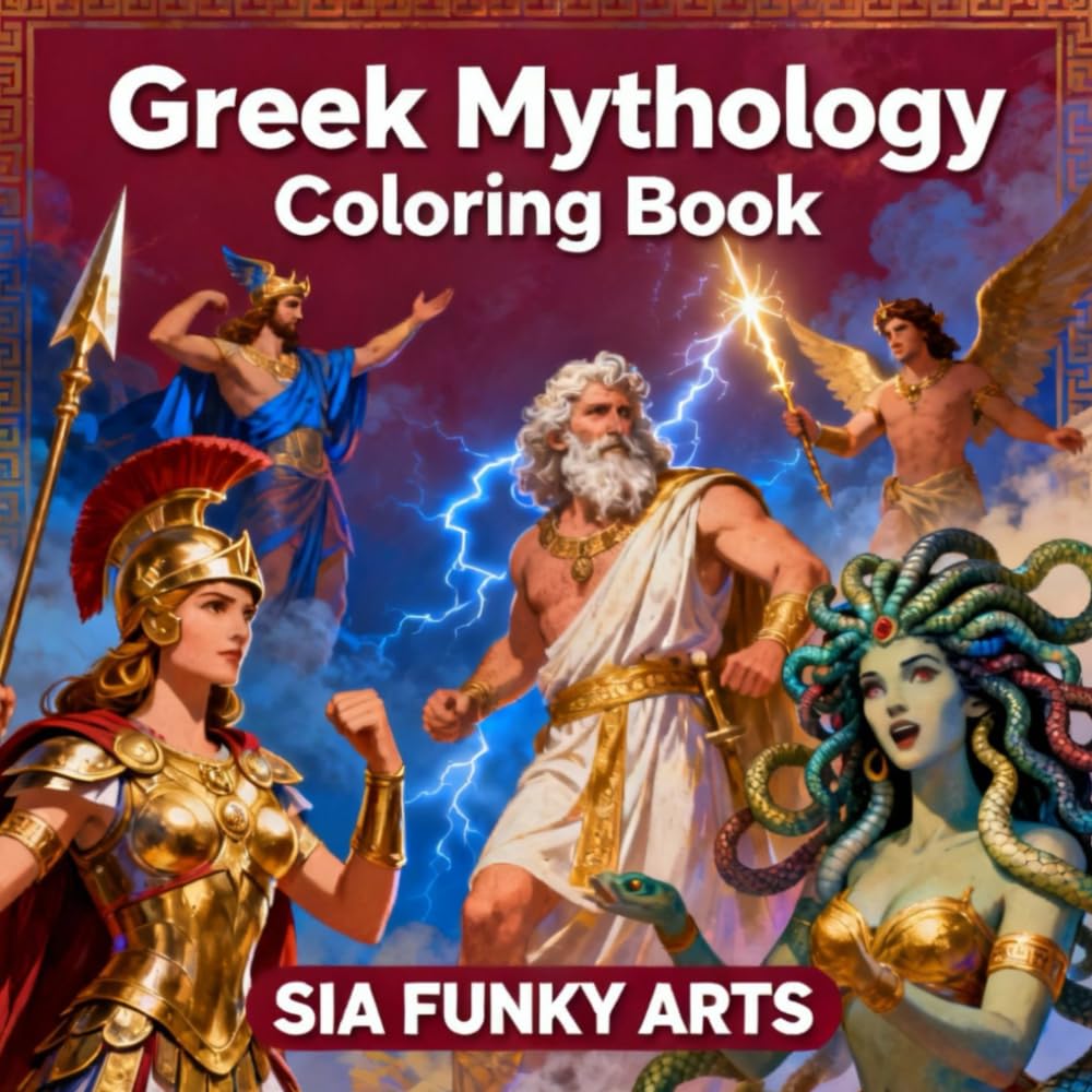 Greek Mythology Coloring Book: Gods, Goddesses, Heroes & Mythical Creatures for Kids, Teens & Adults