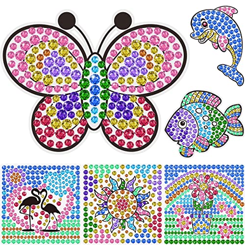 Yazhiji 6 Sheets Diamond Window Art Craft Kits for Kids,