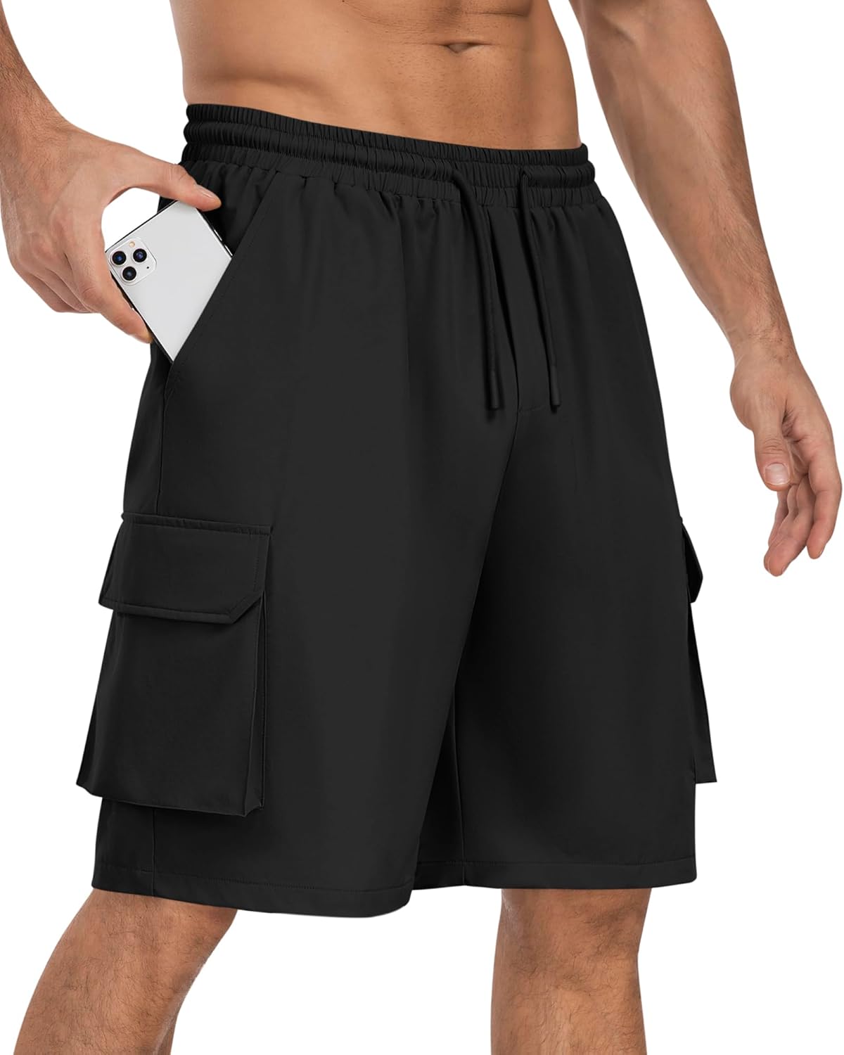 Men's Cargo Casual Shorts Quick Dry Lightweight Stretch Athletic Shorts for Men with 5 Pockets Outdoor Running Gym
