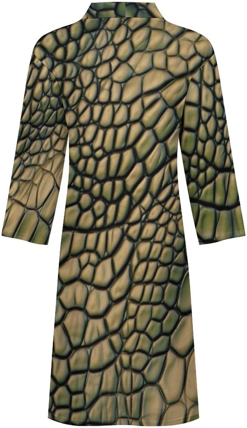 Alligator Skin Print Bath Robe Soft and Breathable Long Bathrobe for Men and Women in Bathroom, Spa, Pool, and Home, XX-Large