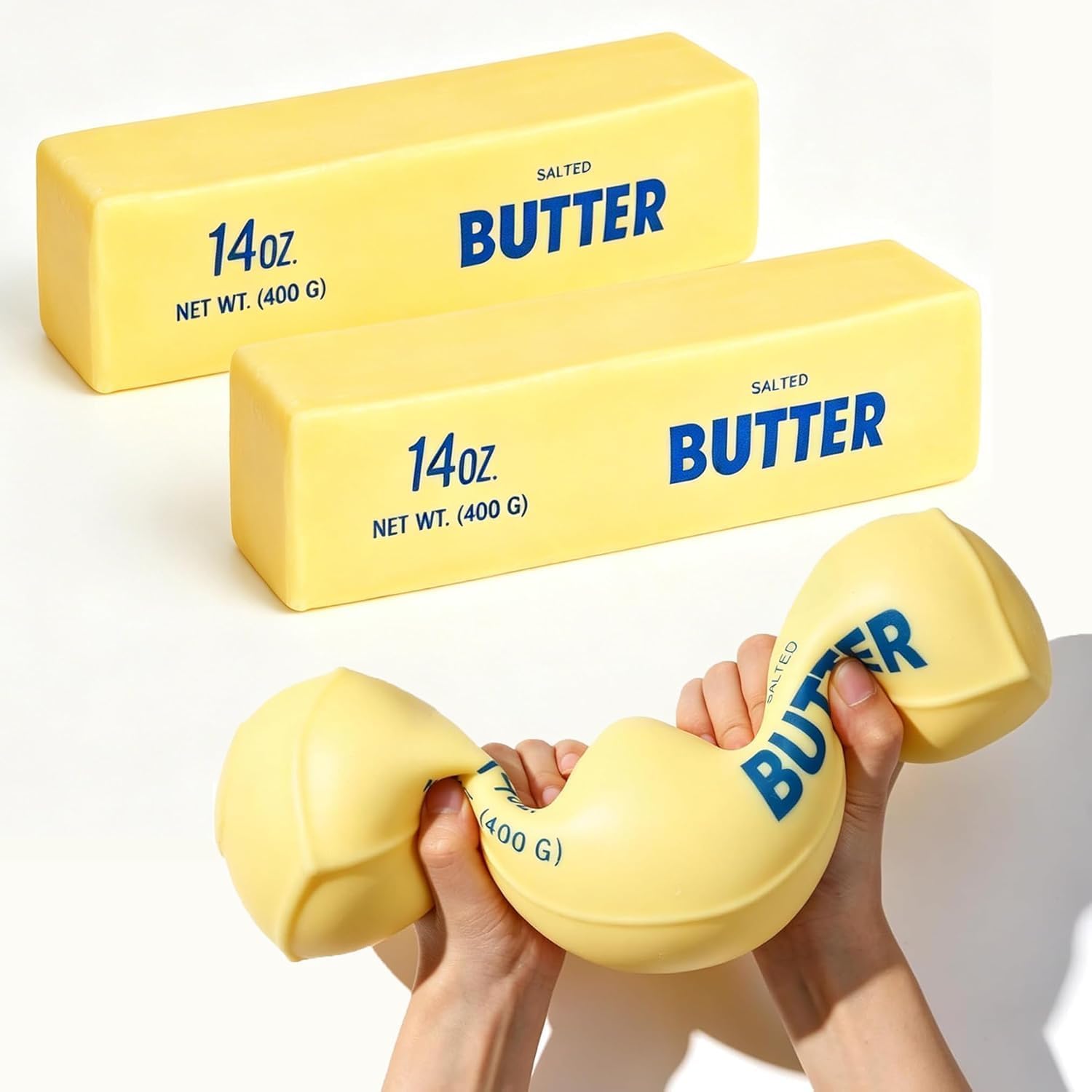 10In Giant Butter Squishy, 14oz Jumbo Butter Squeeze Stress Stick, Slow Rebound Squeeze Realistic Butters Squishy, Upgrade Stress Sensory Fidget Toys for Anxiety Relief (2, Foam-Yellow)